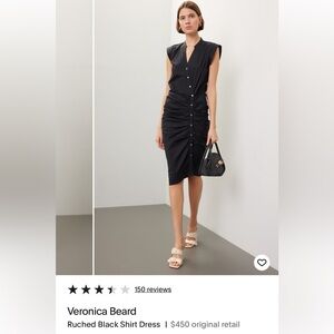 Veronica Beard Ruched Black Shirtdress
